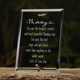 Personalised Mummy Keepsake Gift Glass Plaque With Sentiment